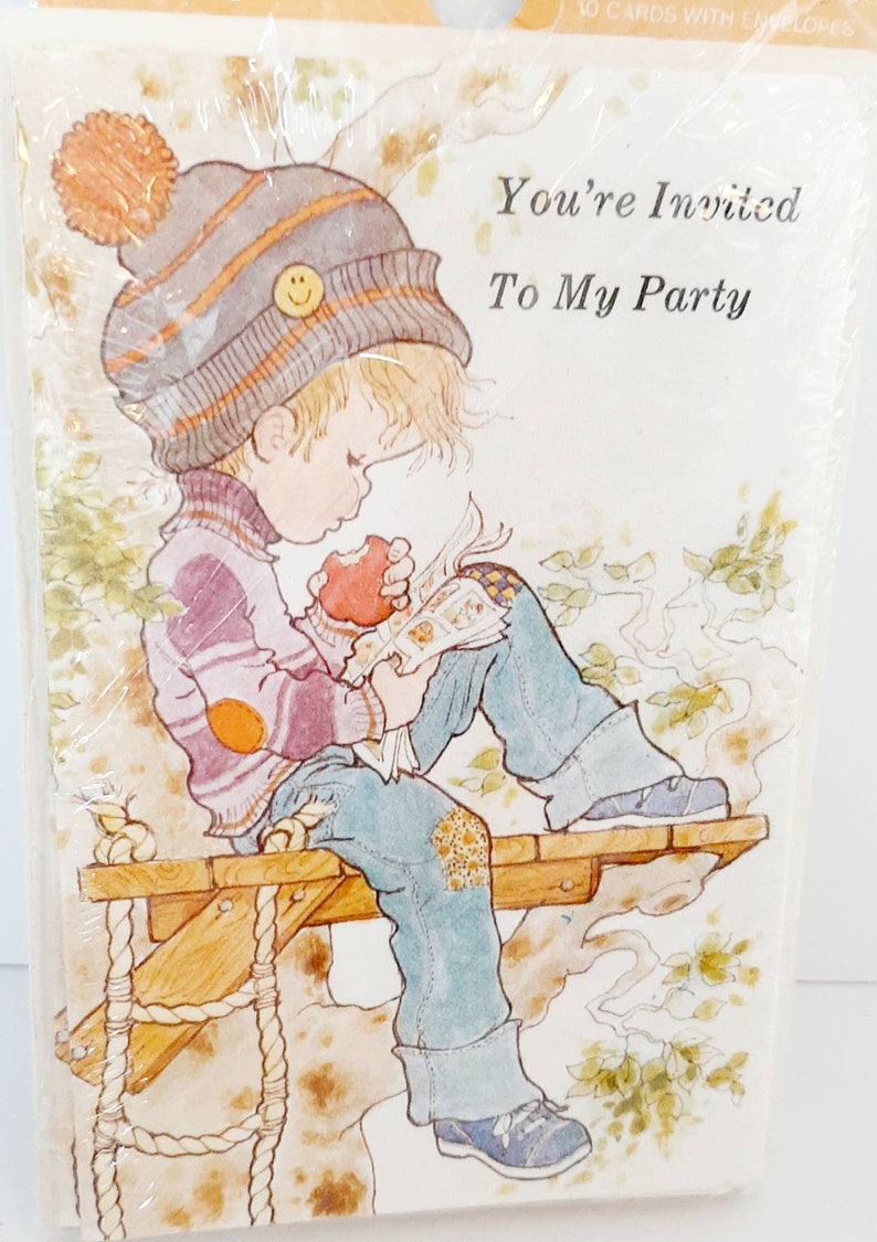 Vintage Sarah Kay Party Invitations Tarjetas Sobres Papelería Tomboy Treehouse Valentine New Old Stock ephemera original package Lot Of 6 imagen 7