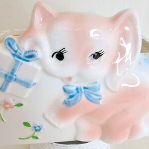 Vintage Kitsch Nursery planter Pink Elephant hanging glazed porcelain ceramic Storage nursery decor baby shower Made in Japan