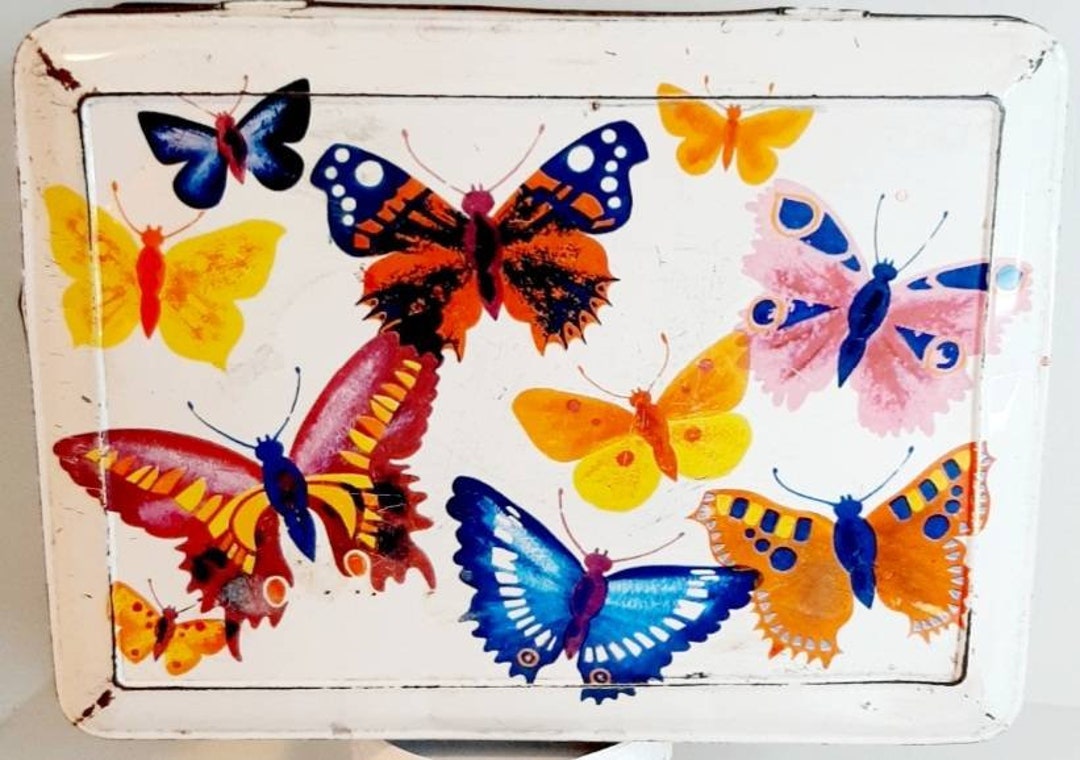 Vintage Kitsch Butterfly Tin Pascal Sweets Decor Candy Lolly Etsy