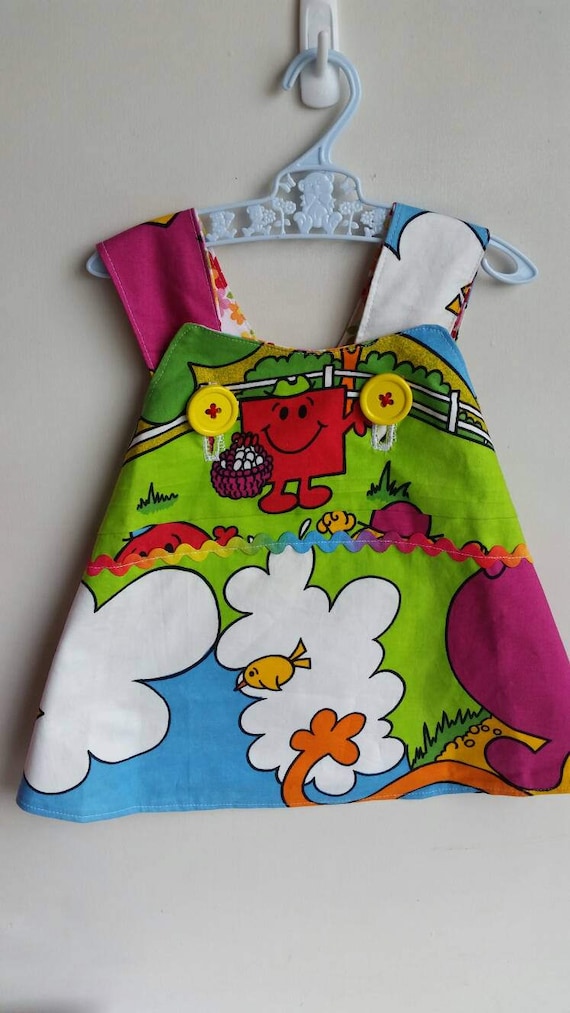 Sz 1 Vintage Flower Print Pinafore Dress Reversible