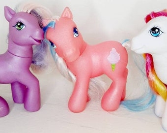 Vintage G3 My Little Pony Wysteria Cotton Candy Dance Around lot of 3 Pastel Pink mauve ponies instant collection TLC Bait