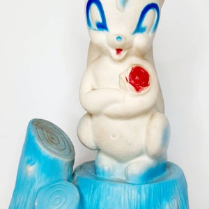 Vintage kitsch Rubber 1960s  former childs lamp Blue Squirrel Skunk woodland creature decor night light nursery decor Rubber Lamp