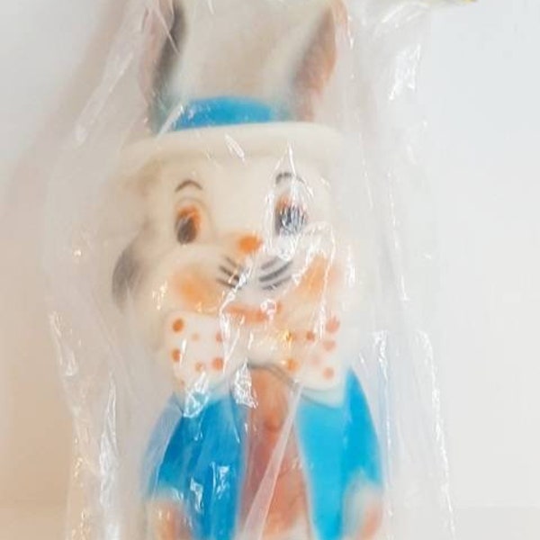 Vintage Rabbit squeak toy In Original pack New Old Stock Lovely Squeeze Toy  Pan Pacific Plastics Nursery decor Made in Australia