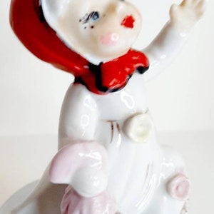 Vintage Napco Lefton style Little Red Riding Hood Repaint  Girl fairytale figurine parasol pastel flowers Ornament Kitsch 1960s decor