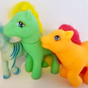 Vintage G1 My Little Pony Clones Baby My Little Phony anni &#39;80 Lotto di 3 Orange Green zebra Apple Jack