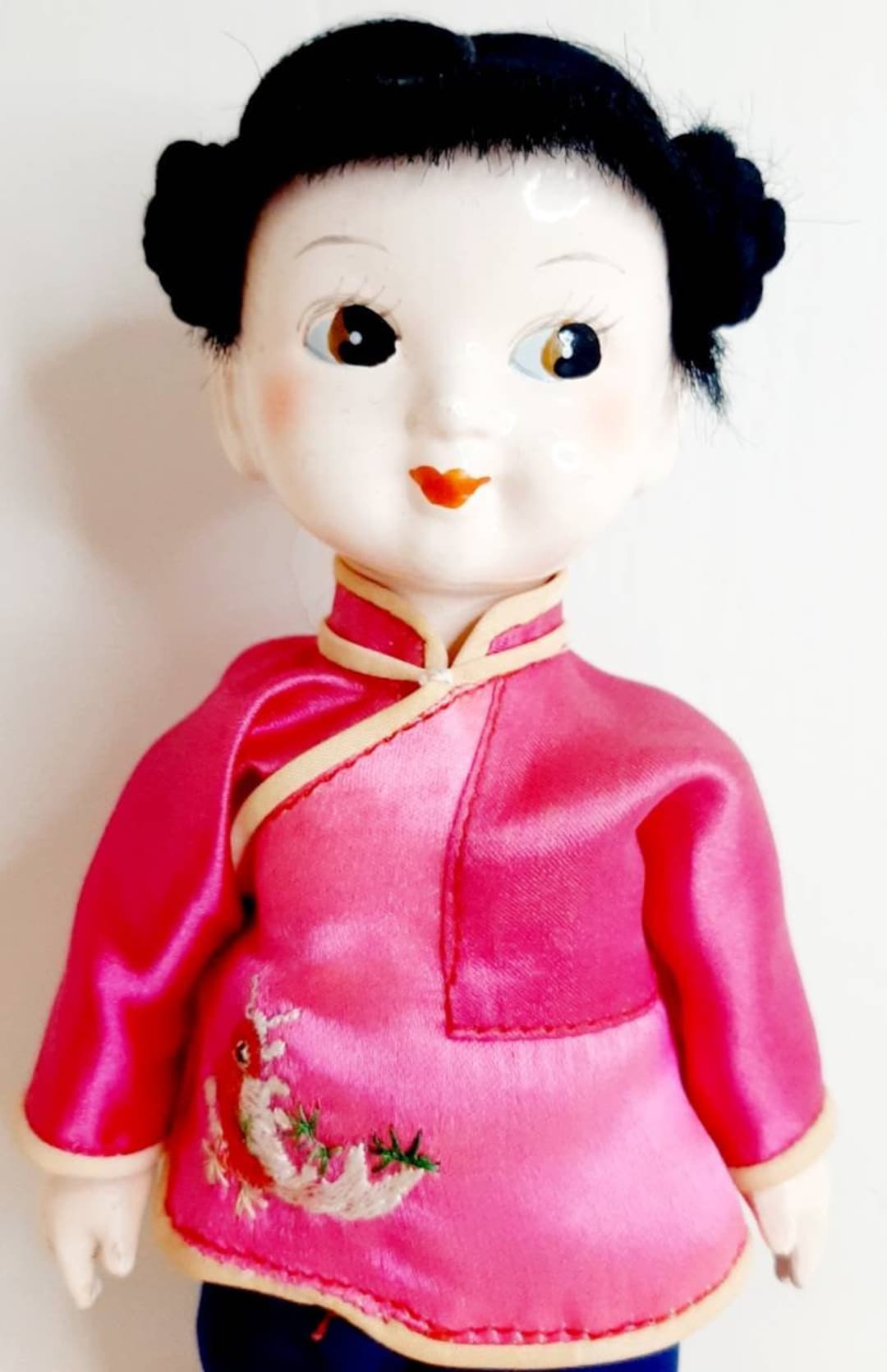 ✴アンティーク 「中国ペア人形」✴頭と手足は陶製・清朝時代の服装と