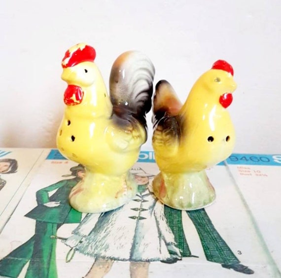 Vintage Kitsch 1950s Made In Japan Rooster and Hen yellow | Etsy