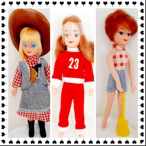 Vintage Sweetie Teenies 1981 miniature Fashion Doll Pick One You Choose Cowgirl Pop Star Athlete Auburn Blonde Denim gingham tracksuit