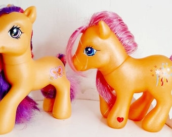 Vintage G3 My Little Pony Sparkleworks and Skootaloo Pink Purple hair orange ponies instant collection Lot of 2 Hasbro