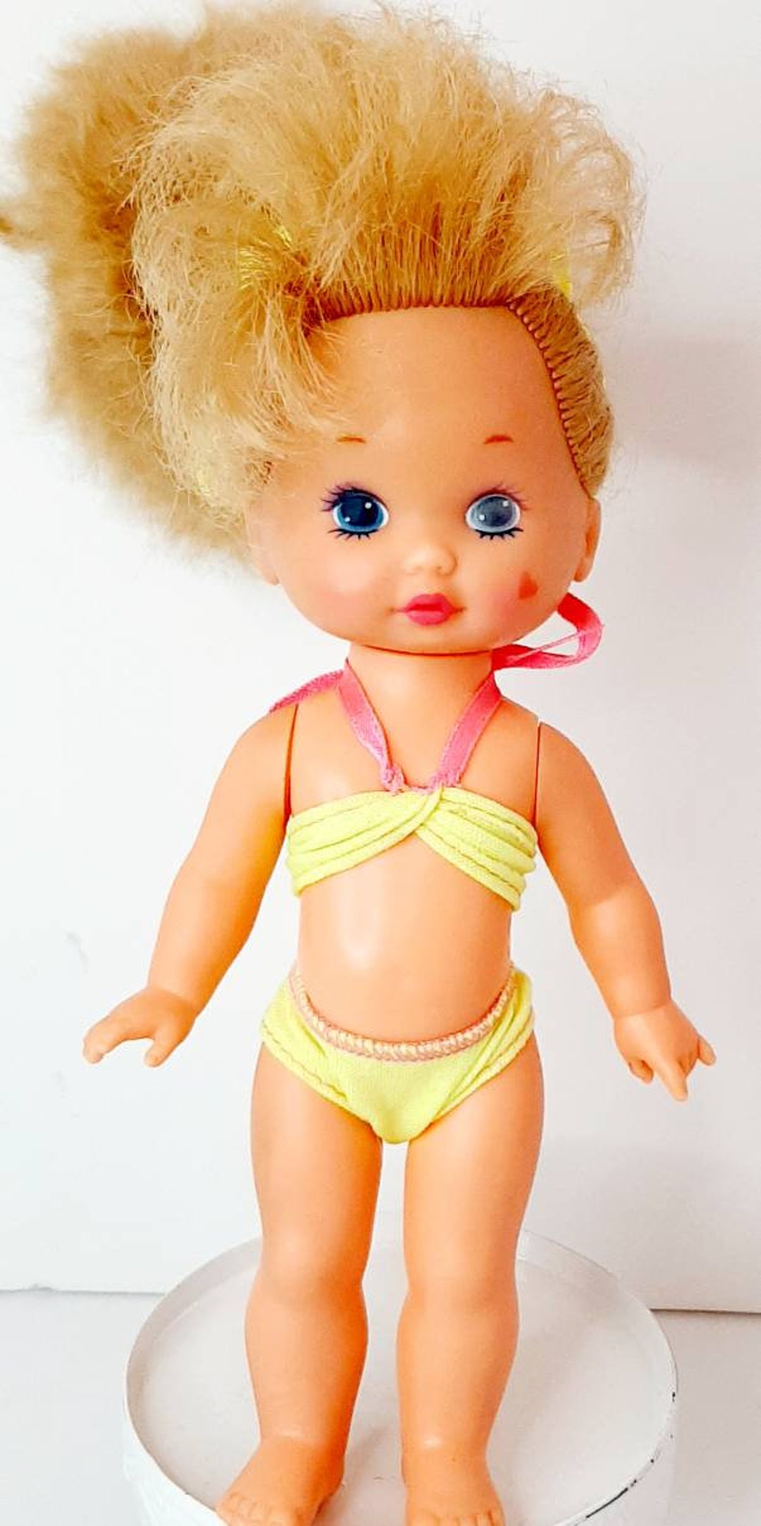 VTG 1988 Mattel Wee Lil' Little Miss Makeup Doll Girl Pink heart cheek 13  tall