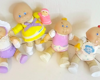 Vintage Cabbage Patch Kid vinyl posable mini figures dolls 1980s pick one You Choose Baby Bib Bonnet Bottle Top knot Diaper Shoes Dolly