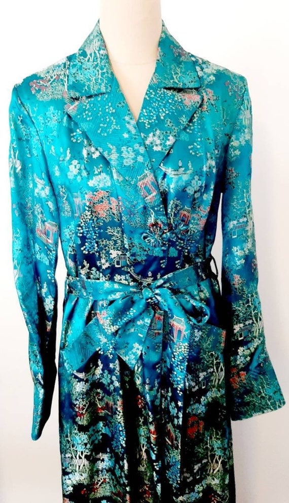 Vintage 1950s brocade silk  Dressing Gown Robe fu… - image 7