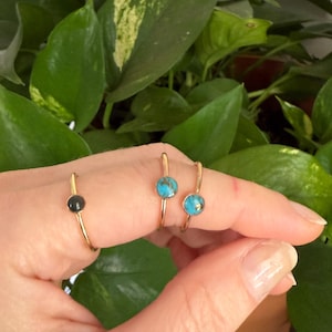 Genuine Turquoise, Bloodstone, Solid 14k Gold Rings - Gold Band