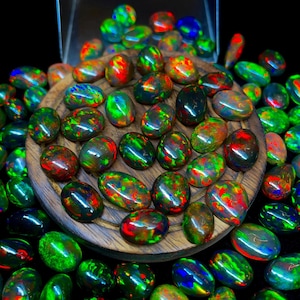 AAA+++ Top Quality Natural Ethiopian Black Opal Cabochon Lot Welo Opal Making Jewelry