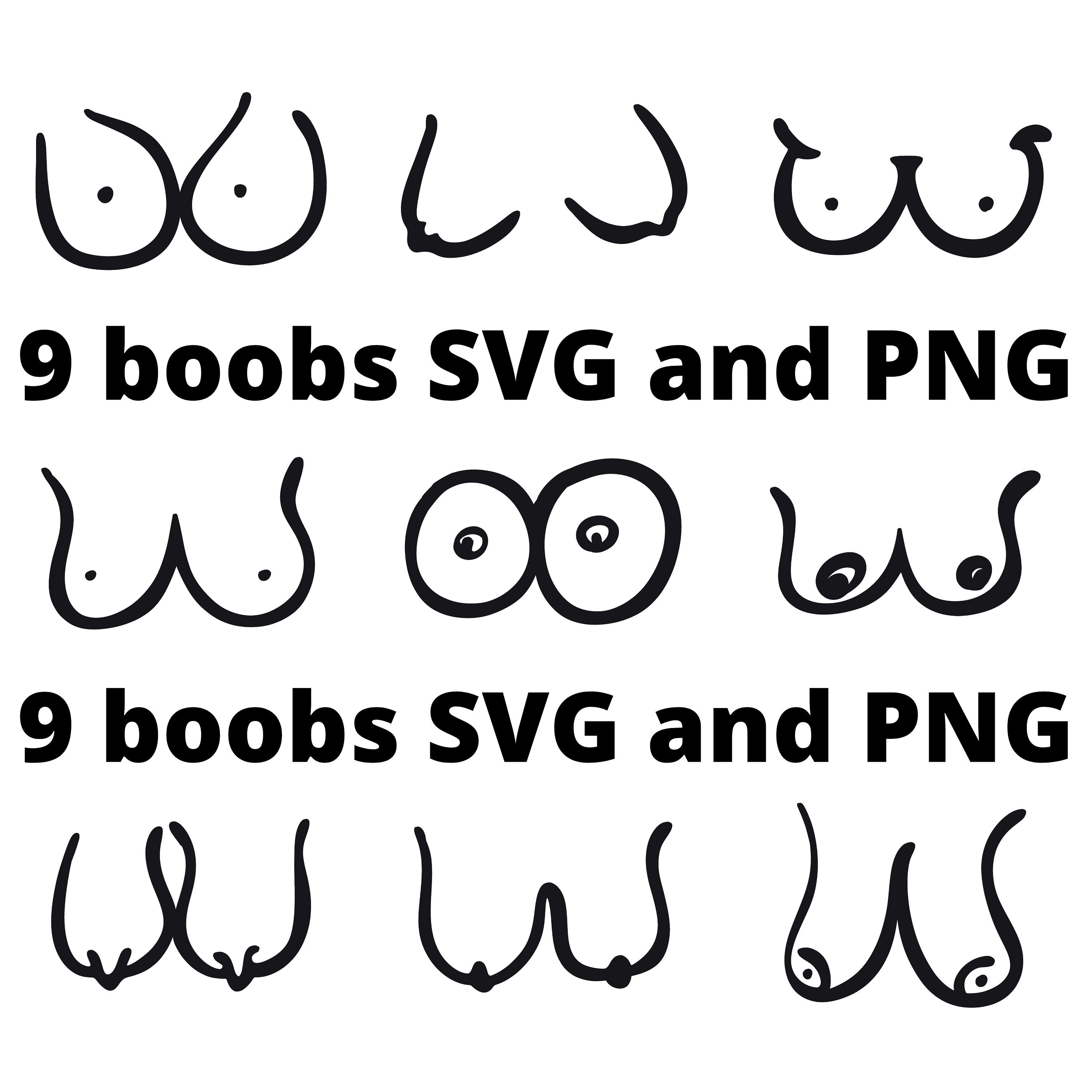 9 boobs clip art PNG & SVG bundle