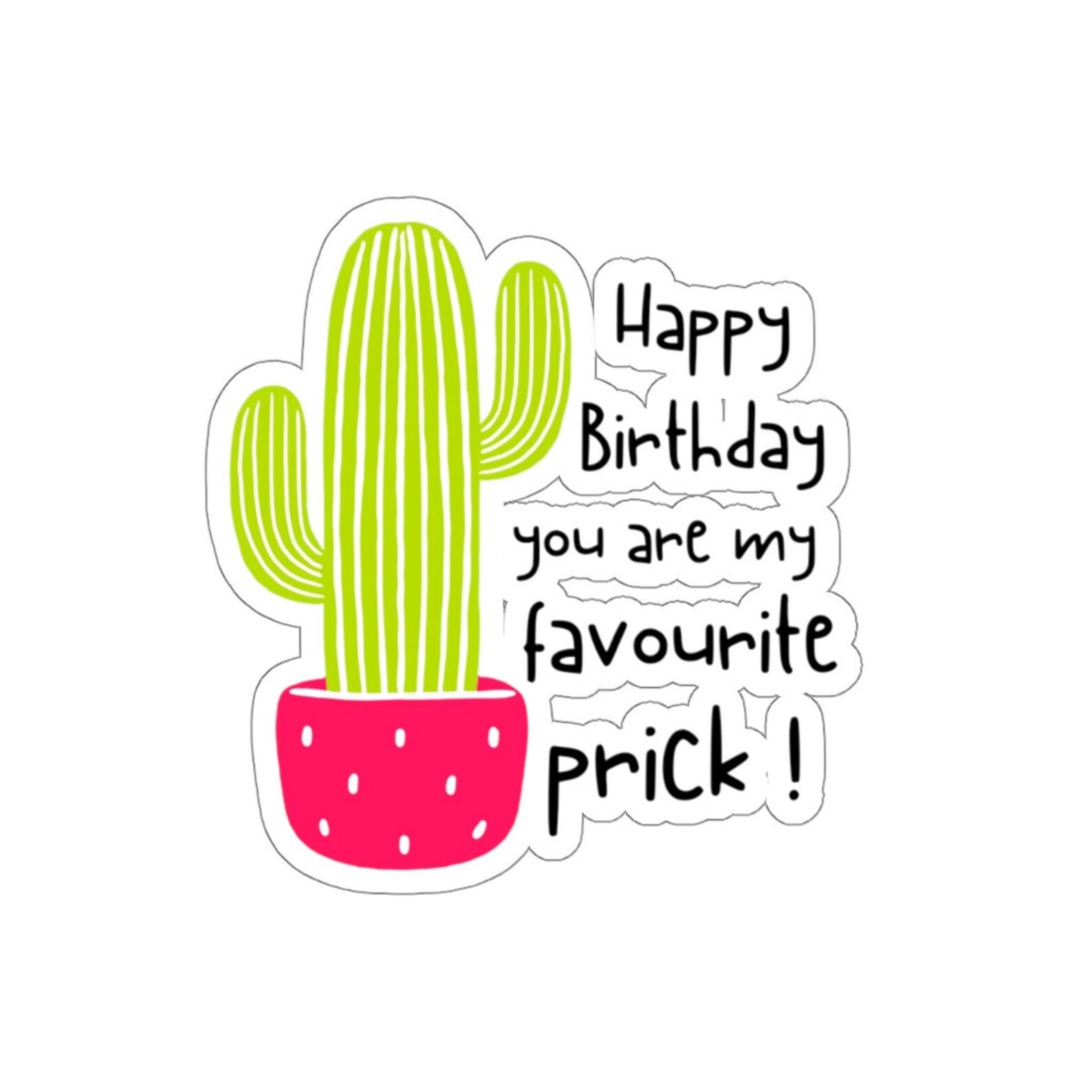 Happy Birthday Kaktus Pun Sticker Etsy