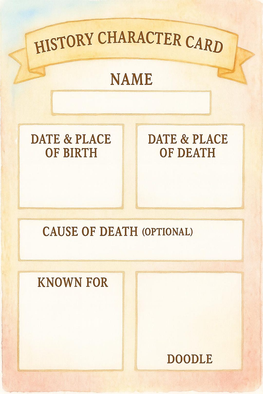 History Character Card - Etsy