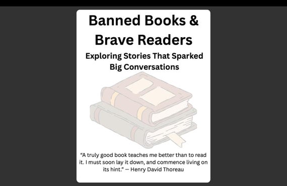 Banned Books Unit Study for Kids | Brave Readers Literature Study | Homeschool Book Discussion Pack | Critical Thinking Reading Printable