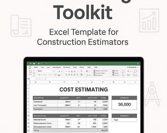 Civil Estimating Toolkit Excel Template | Construction Cost Estimator Spreadsheet | Instant Download