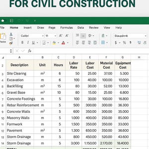 Civil Estimating Toolkit Excel Template | Construction Cost Estimator ...