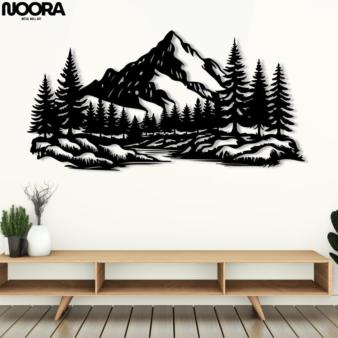 Mountain Forest Metal Wall Art, Rustic Cabin Landscape Decor - Etsy