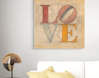 LOVE Blueprint-Inspired Word Art Canvas, Modern Romantic Wall Art, Housewarming/Anniversary Gift