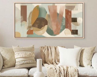 Minimalist LOVE Canvas Print, Serene Scandi Painterly Word Art, Modern Couple New Home Gift