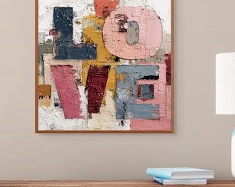 LOVE Canvas Print, Modern Wall Art Inspired by Oil Painting, Romantic Decor
