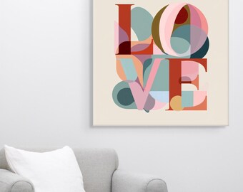 LOVE Wall Art Canvas, Art Deco-Inspired Romantic Decor for Modern Interiors