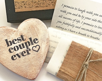 Sentimental 5th anniversary gift, Rustic wood heart & personalized love letter