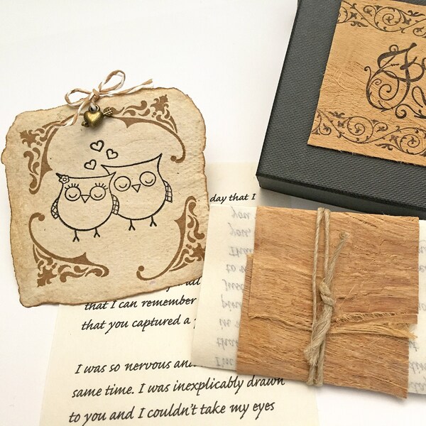 Meaningful 6 month dating anniversary gift for girlfriend/boyfriend. Personalized letter & Owls theme card