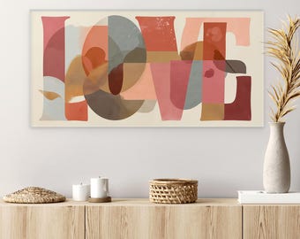 Neutral Japandi Love Canvas Print, Warm Modern Wall Art, Couple Gifting, Multiple Sizes