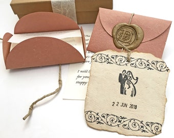 Eco conscious 1st year wedding anniversary gift, Personalized letter & handmade paper card, Romantic thoughtful gift from husband/wife