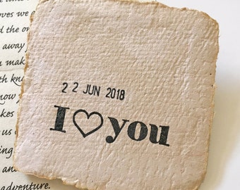 Unique Eco friendly present, one year anniversary gift for husband/wife. Your personalized love letter and handmade paper card