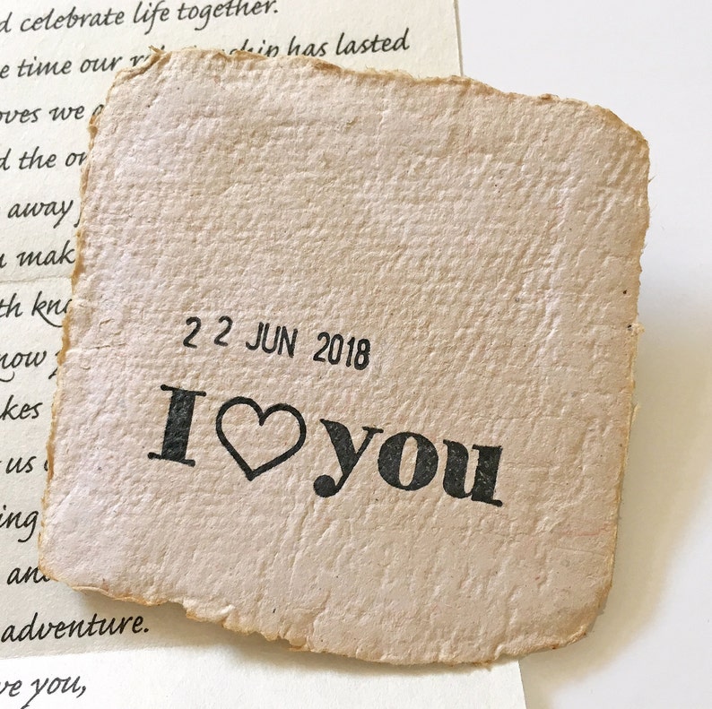 Unique Eco friendly present, one year anniversary gift for husband/wife. Your personalized love letter and handmade paper card image 1