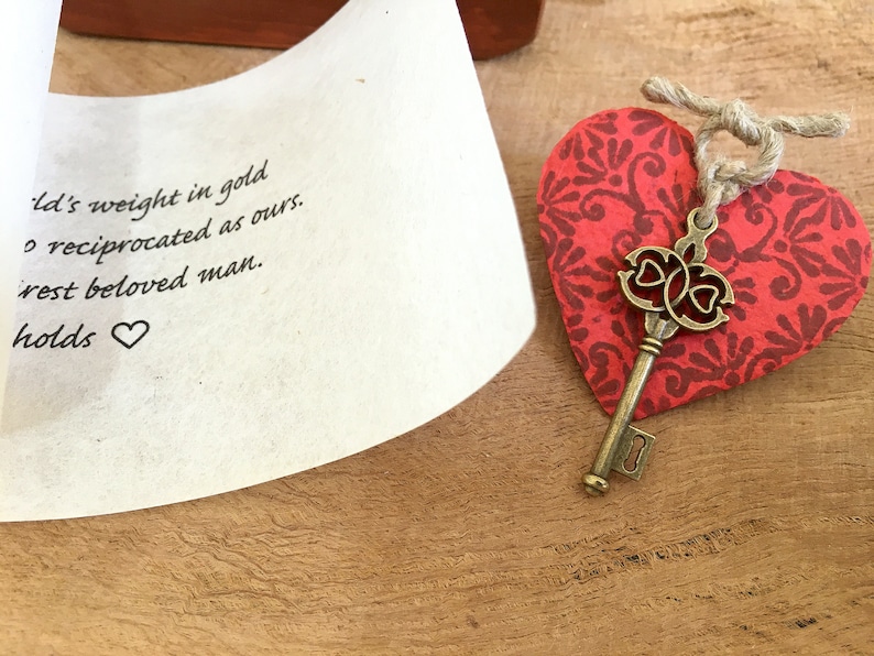 Sustainable Key to my heart card, handmade paper