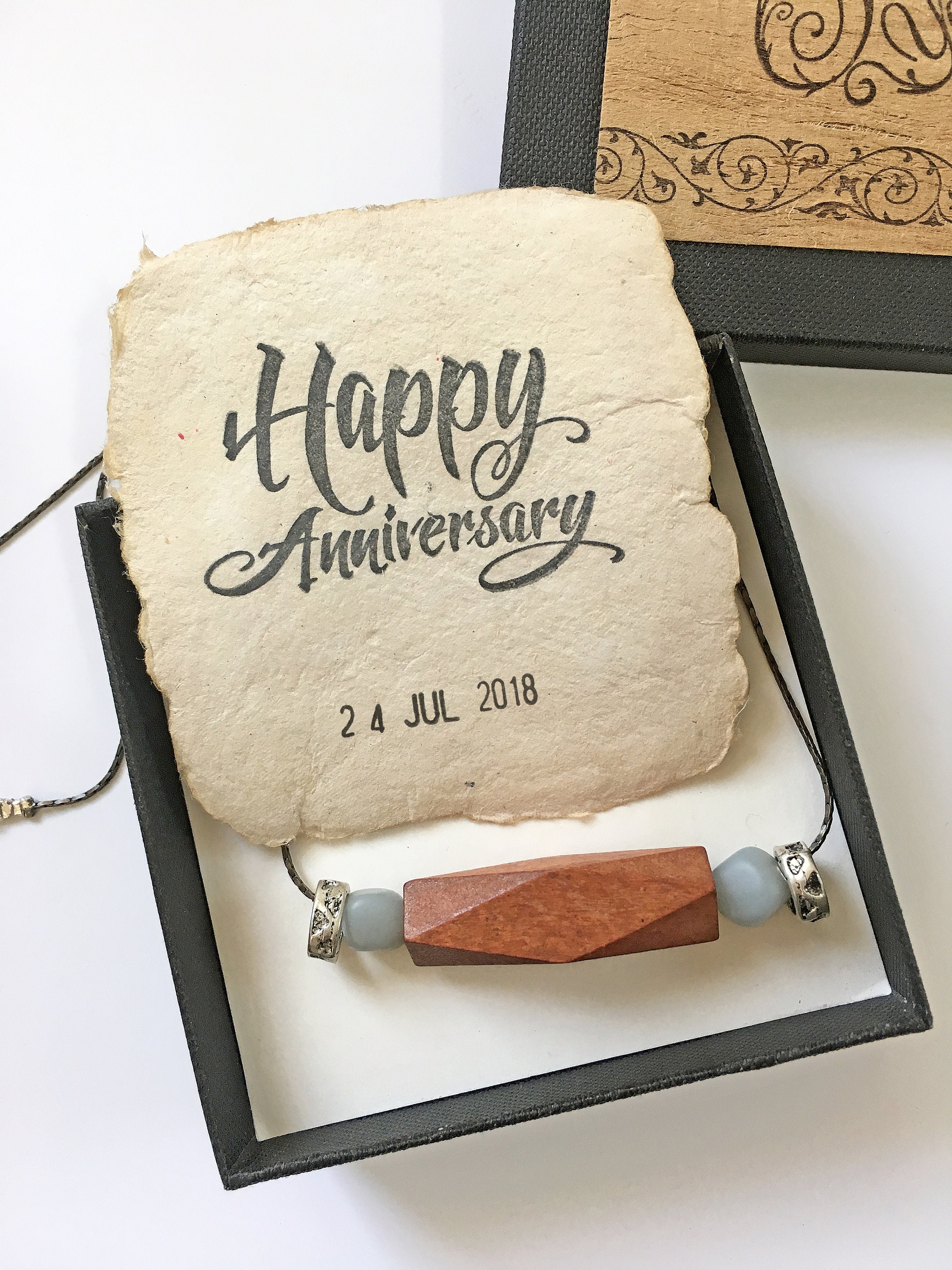 5th wedding anniversary gift Wood necklace & a personalized Etsy