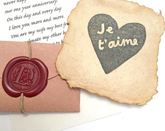 Romantic birthday gift for spouse. Personalized love letter and recycled handmade paper card. Eco-friendly