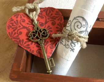 Lettera d'amore personalizzata e chiave per il mio cuore, regalo romantico per fidanzata a distanza, fidanzato. Insieme nel cuore, amanti ...