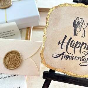 Sentimental wedding anniversary gift. Personalized love letter & unique OOAK handmade card. Best romantic heartfelt present for husband/wife image 2