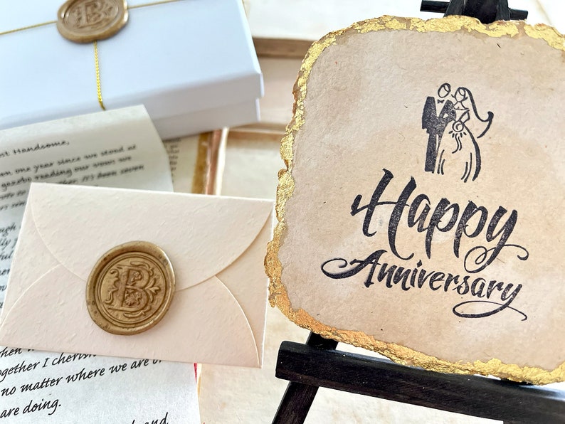 Sentimental wedding anniversary gift. Personalized love letter & unique OOAK handmade card. Best romantic heartfelt present for husband/wife image 2