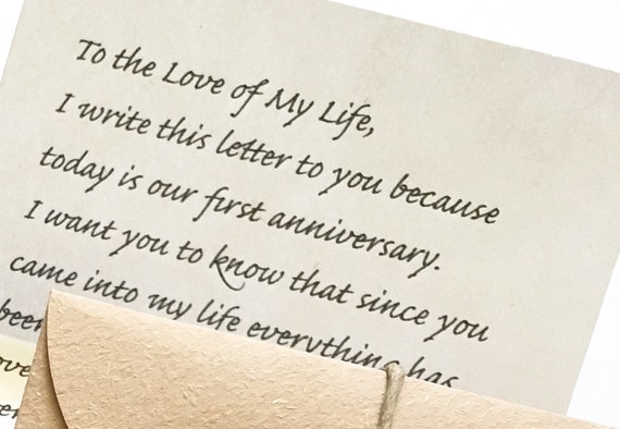 Letter to husband on 1st anniversary