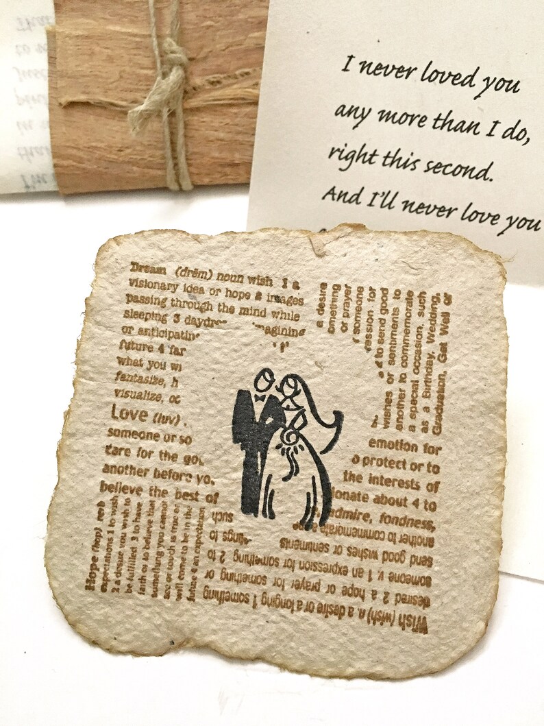 Unique Eco friendly present, one year anniversary gift for husband/wife. Your personalized love letter and handmade paper card image 5