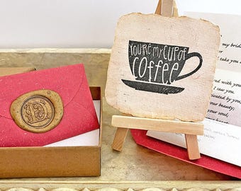 Romantic Eco-Friendly Gift. You're My Cup of Coffee. Paper Anniversary/Birthday Gift Set Idea