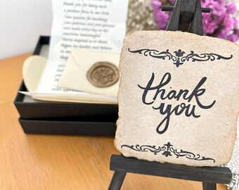 Handmade paper Thank You card, Personalized letter. Eco-friendly gratitude and appreciation present