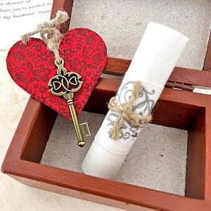 夫と妻への、結婚1周年のお祝いに、意味深い紙のギフトを。パーソナライズされたラブレター、心の鍵となるカード、彼へのロマンチックな贈り物