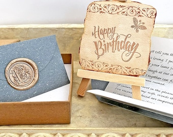 Sentimental Long-Distance Birthday Gift. Personalized Letter & Recycled Handmade Paper Card. Eco-friendly present