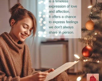 Our 1st Christmas together, Sentimental gift for Long distance girlfriend/boyfriend. Your personalized letter & small wooden Xmas tree card