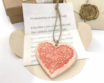 Red Ceramic Heart Ornament – Personalized Love Letter Gift Box