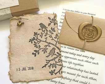 Sentimental artsy gift. Personalized love letter & Recycled handmade paper card.